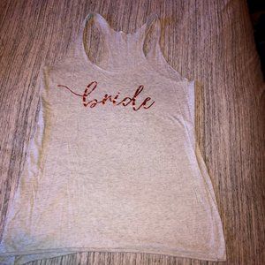 Grey Razorback "Bride" Tank w/Rose Gold Lettering